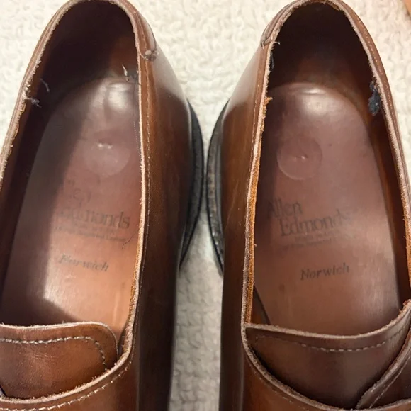 Allen Edmonds Brown Leather Monk Strap Dress Loafers - Picture 9 of 12